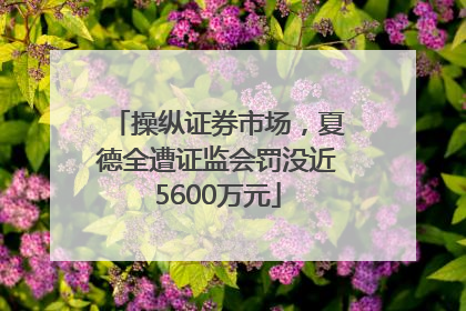 操纵证券市场，夏德全遭证监会罚没近5600万元